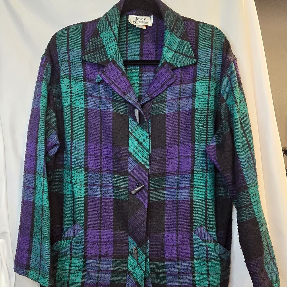 80's Joyce Sportswear Green & Purple Jacket, Size 11-12